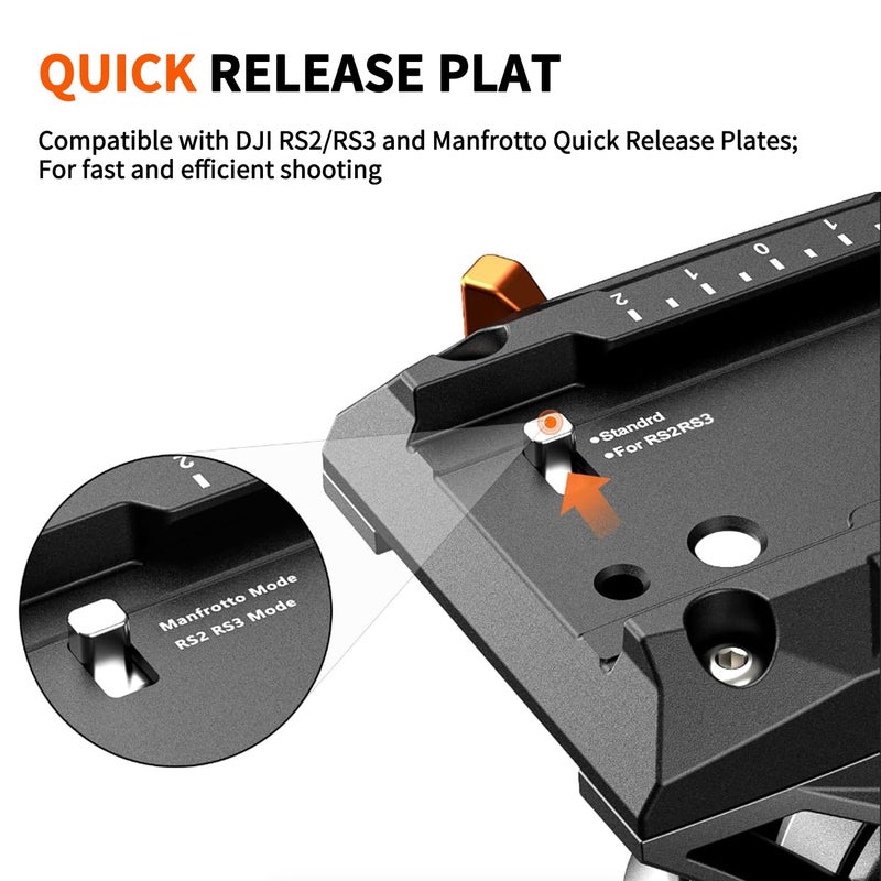 COMAN حامل كاميرا COMAN 73" مع رأس سائل، حامل خفيف الوزن محمول للكاميرا مع monopod قابل للفصل من سبائك الألومنيوم ولوحة QR لكاميرا DJI Canon Nikon Sony DSLR باللون الأسود، الحد الأقصى للحمولة 22.04 رطل (FF06S) - Image 4